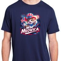 Cool Meowica 4th Of July Cat Adult ChromaSoft Performance T-Shirt