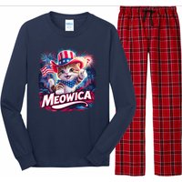 Cool Meowica 4th Of July Cat Long Sleeve Pajama Set