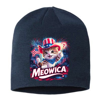 Cool Meowica 4th Of July Cat Sustainable Beanie