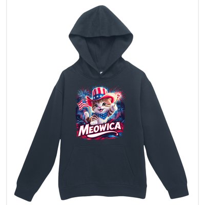 Cool Meowica 4th Of July Cat Urban Pullover Hoodie