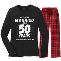 Couples Married 50 Years Funny 50th Wedding Anniversary Women's Long Sleeve Flannel Pajama Set 