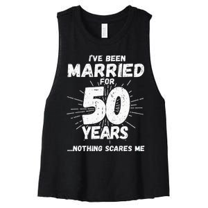 Couples Married 50 Years Funny 50th Wedding Anniversary Women's Racerback Cropped Tank