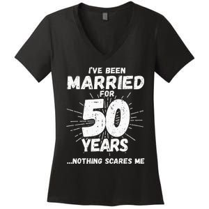 Couples Married 50 Years Funny 50th Wedding Anniversary Women's V-Neck T-Shirt