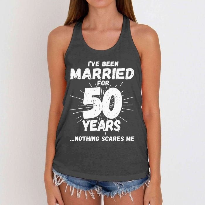 Couples Married 50 Years Funny 50th Wedding Anniversary Women's Knotted Racerback Tank