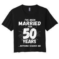 Couples Married 50 Years Funny 50th Wedding Anniversary Women's Crop Top Tee