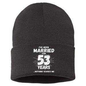 Couples Married 53 Years Funny 53rd Wedding Anniversary Sustainable Knit Beanie