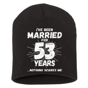 Couples Married 53 Years Funny 53rd Wedding Anniversary Short Acrylic Beanie