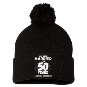 Couples Married 50 Years Funny 50th Wedding Anniversary Pom Pom 12in Knit Beanie