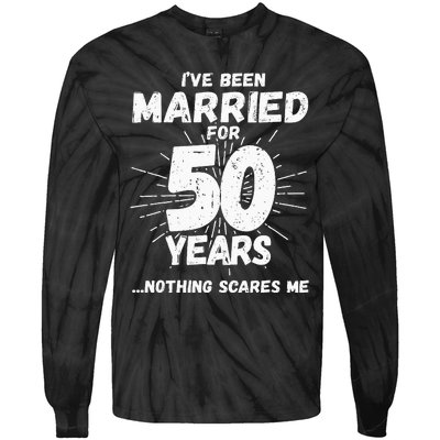 Couples Married 50 Years Funny 50th Wedding Anniversary Tie-Dye Long Sleeve Shirt