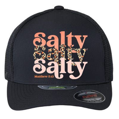 Christian Matthew 513 Stay Salty Faith Vibes Jesus Leopard Flexfit Unipanel Trucker Cap