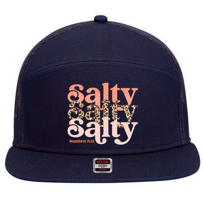 Christian Matthew 513 Stay Salty Faith Vibes Jesus Leopard 7 Panel Mesh Trucker Snapback Hat