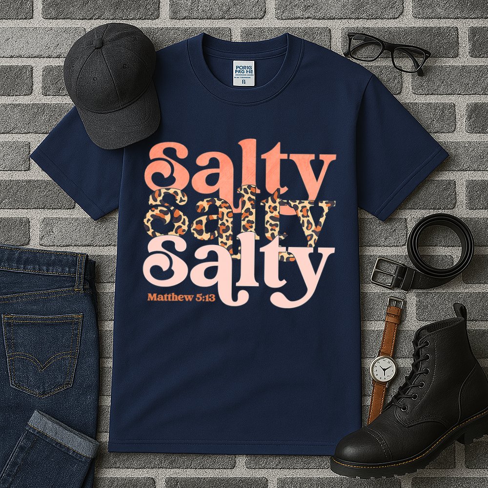 Christian Matthew 513 Stay Salty Faith Vibes Jesus Leopard Tall T-Shirt