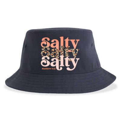 Christian Matthew 513 Stay Salty Faith Vibes Jesus Leopard Sustainable Bucket Hat