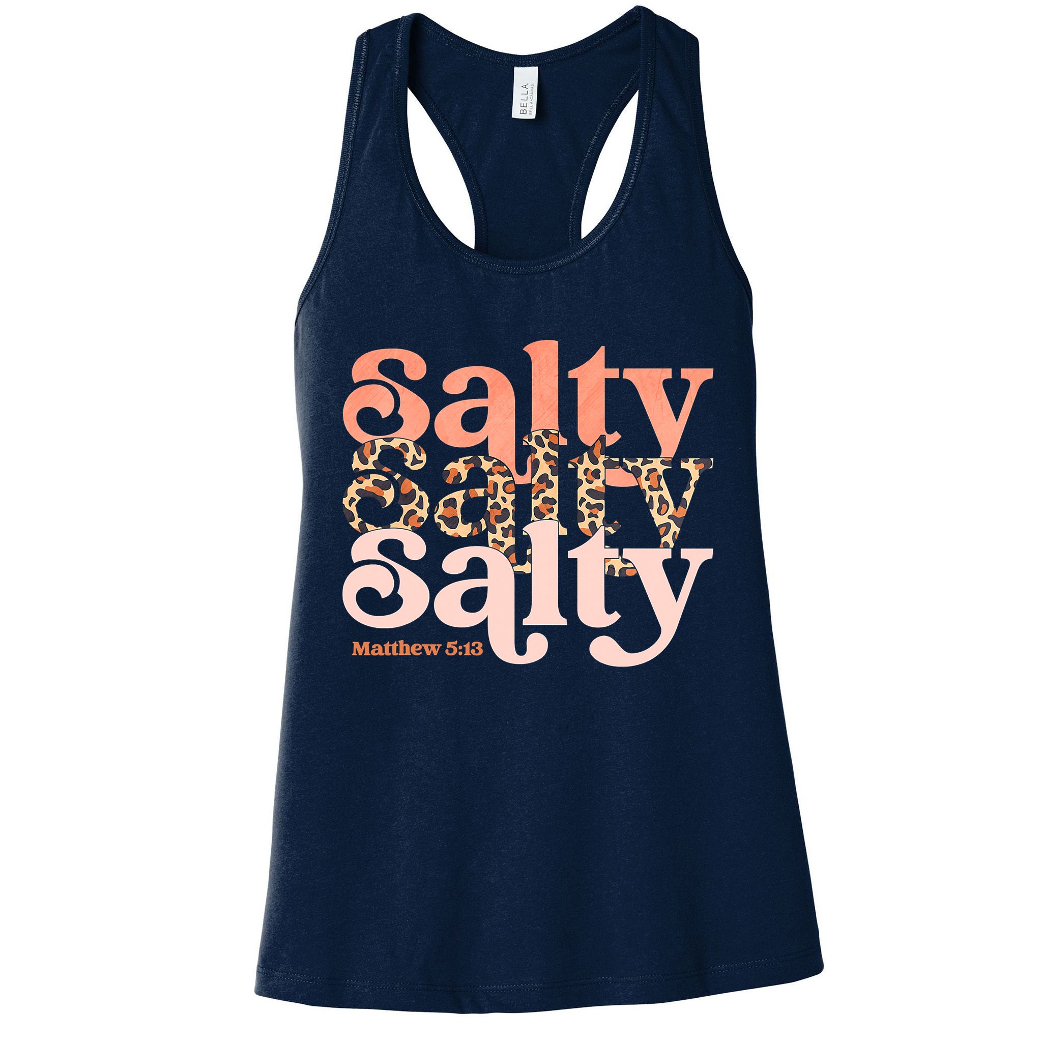 Christian Matthew 513 Stay Salty Faith Vibes Jesus Leopard Womens Tank Top