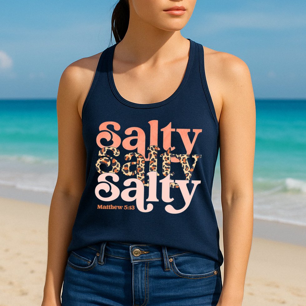 Christian Matthew 513 Stay Salty Faith Vibes Jesus Leopard Womens Tank Top