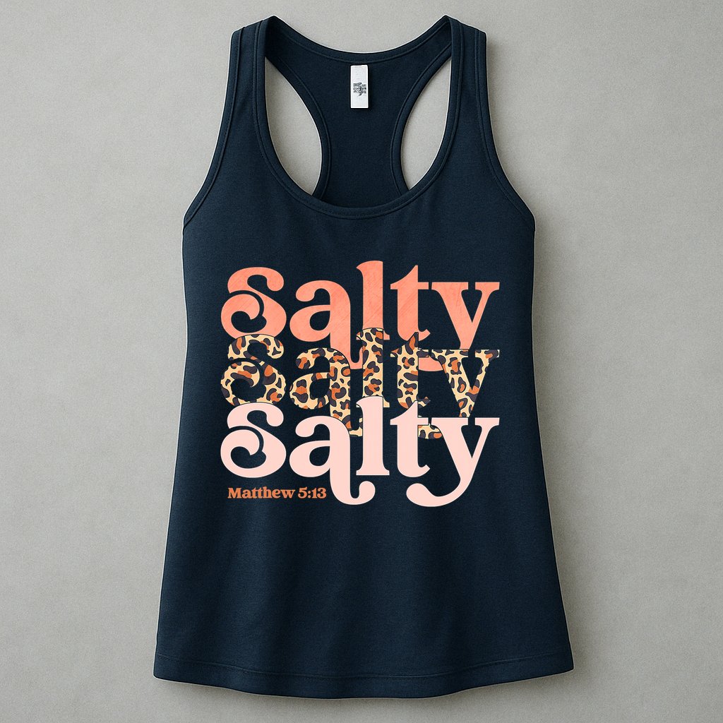 Christian Matthew 513 Stay Salty Faith Vibes Jesus Leopard Womens Tank Top