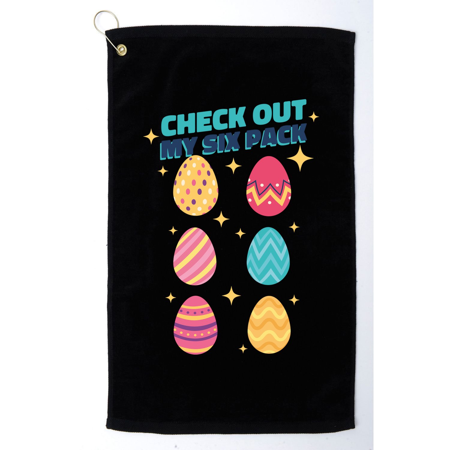 Checkout My 6 Pack Easter Eggs Funny Golf Towel