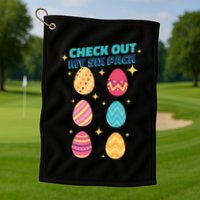 Checkout My 6 Pack Easter Eggs Funny Golf Towel