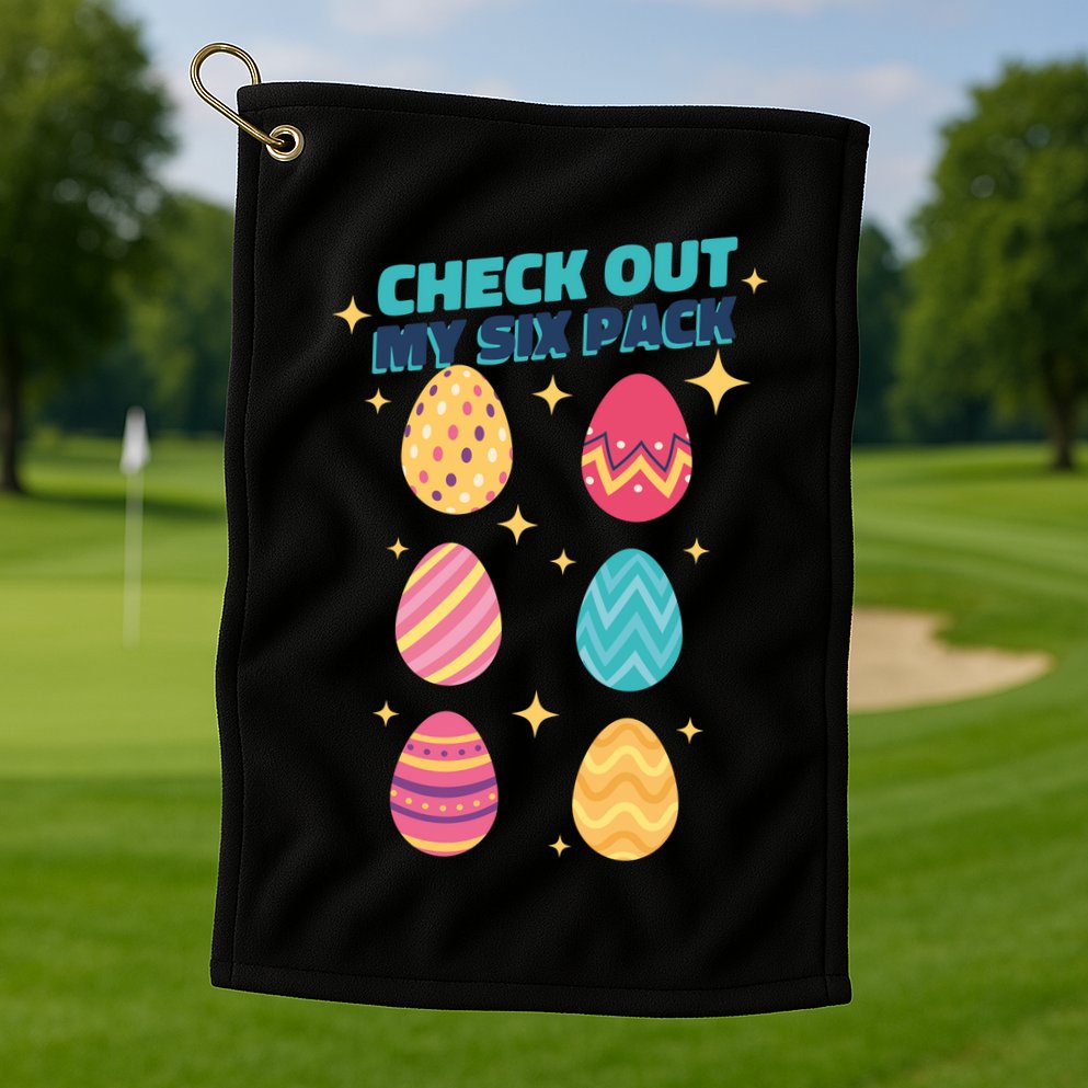 Checkout My 6 Pack Easter Eggs Funny Golf Towel