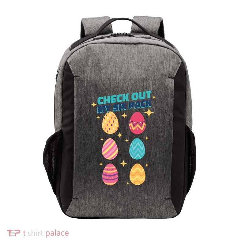 Checkout My 6 Pack Easter Eggs Funny Vector Backpack