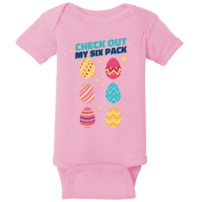 Checkout My 6 Pack Easter Eggs Funny Baby Bodysuit