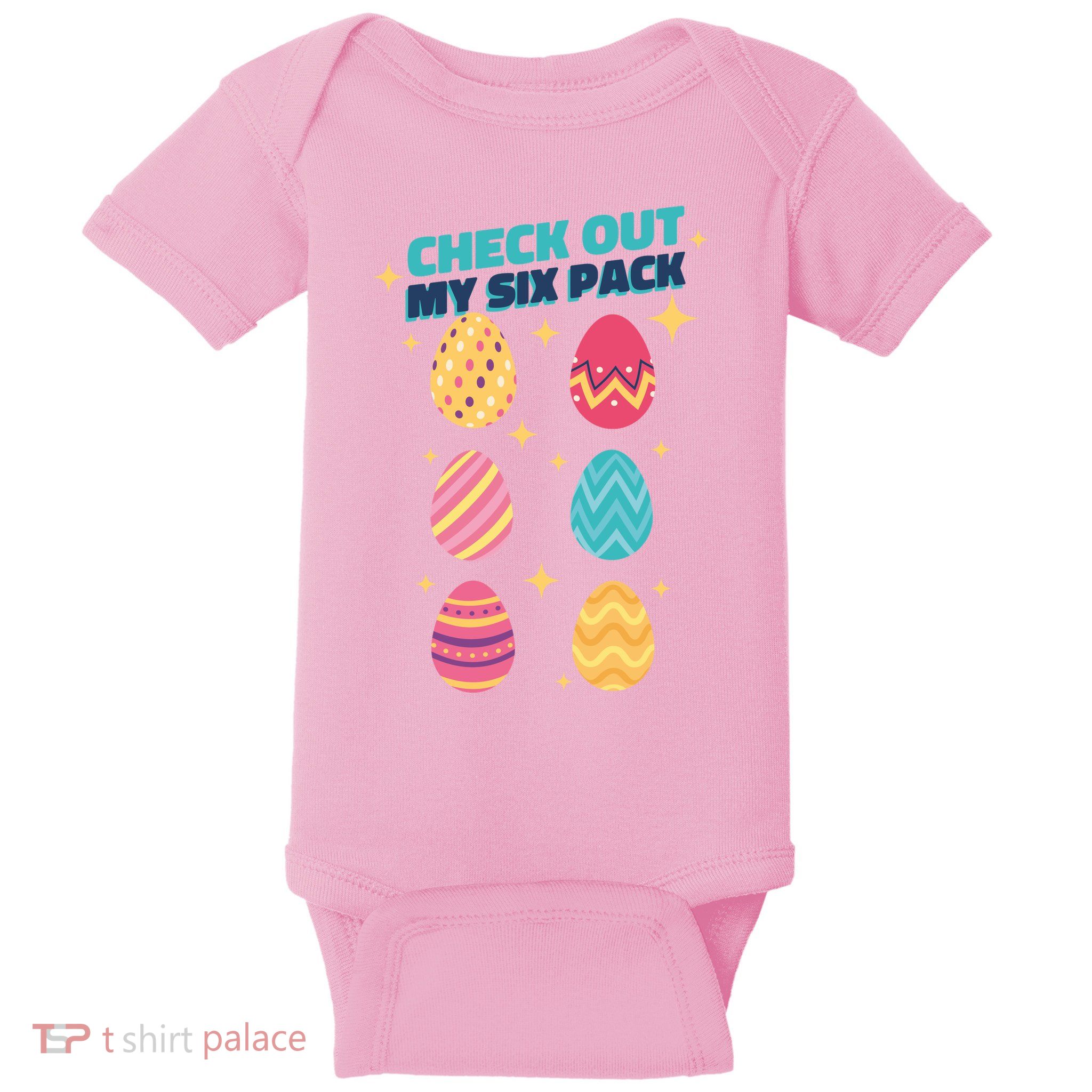 Checkout My 6 Pack Easter Eggs Funny Baby Bodysuit