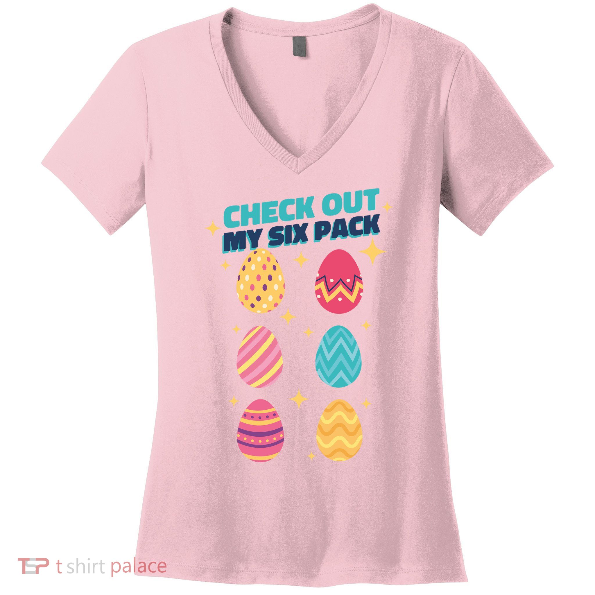Checkout My 6 Pack Easter Eggs Funny Women's V-Neck T-Shirt