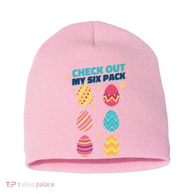 Checkout My 6 Pack Easter Eggs Funny Short Acrylic Beanie