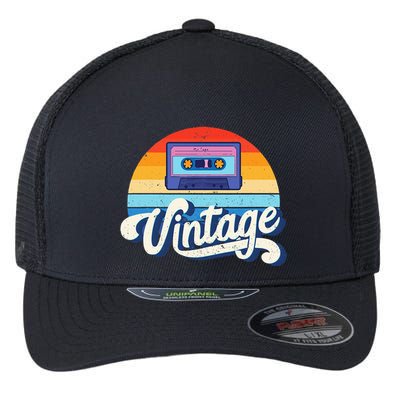 Cassette Mixtape 80s Music Retro Mixed Tape Flexfit Unipanel Trucker Cap