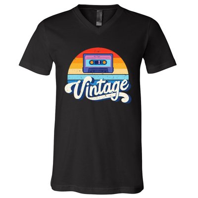 Cassette Mixtape 80s Music Retro Mixed Tape V-Neck T-Shirt