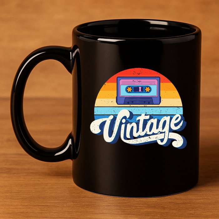 Cassette Mixtape 80s Music Retro Mixed Tape 11oz C Handle Ceramic Mug