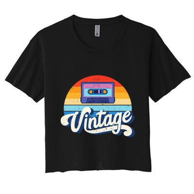 Cassette Mixtape 80s Music Retro Mixed Tape Crop Top