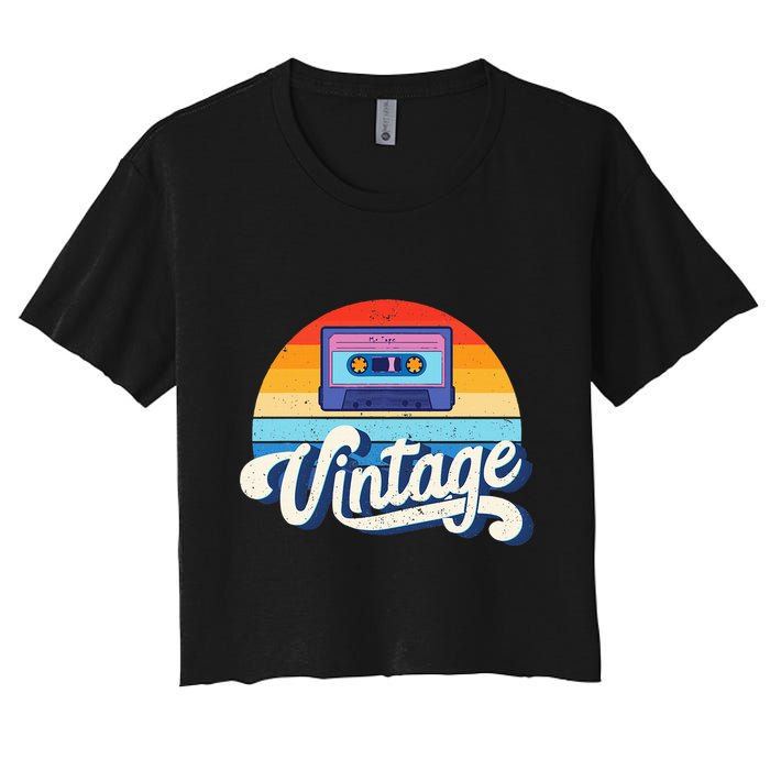 Cassette Mixtape 80s Music Retro Mixed Tape Crop Top