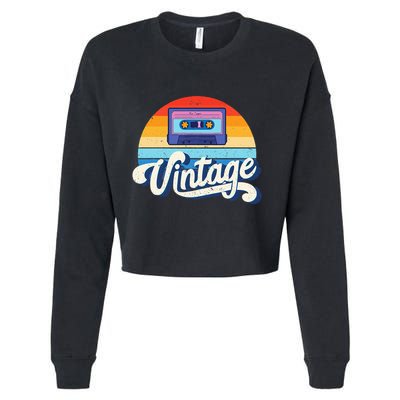 Cassette Mixtape 80s Music Retro Mixed Tape Cropped Pullover Crew