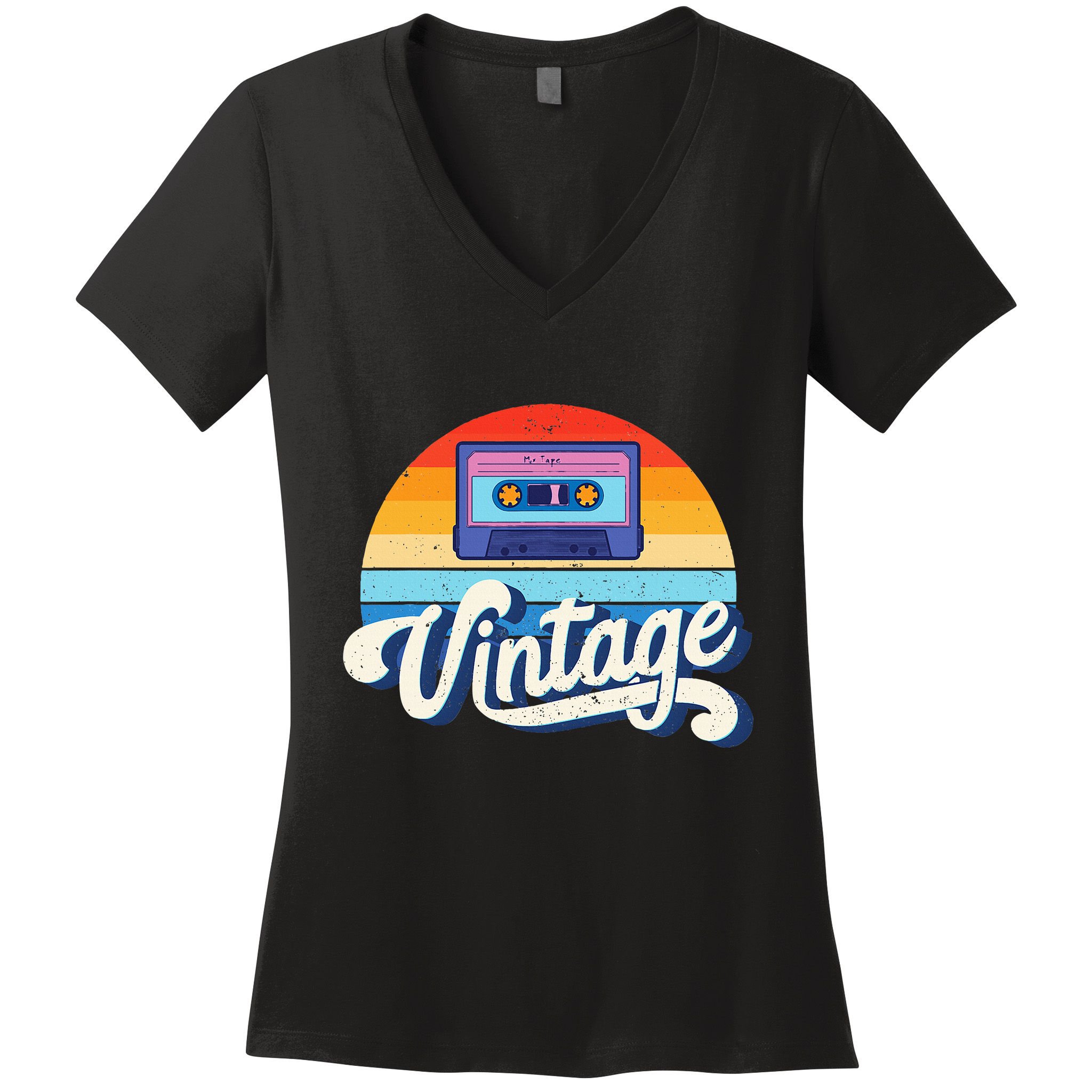 Cassette Mixtape 80s Music Retro Mixed Tape Women's V-Neck T-Shirt