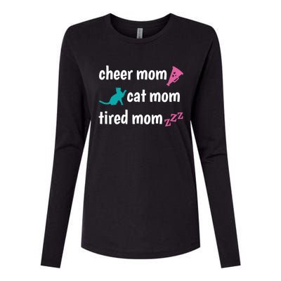 Cheer Mom And Tired Cat Mama Gift Womens Cotton Relaxed Long Sleeve T-Shirt