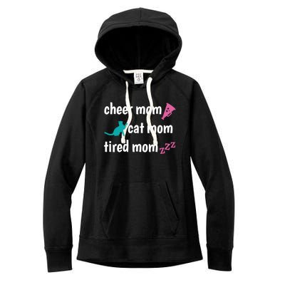 Cheer Mom And Tired Cat Mama Gift Women's Fleece Hoodie