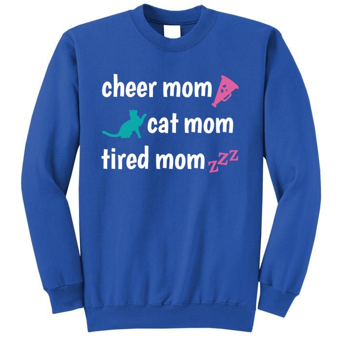 Cheer Mom And Tired Cat Mama Gift Sweatshirt