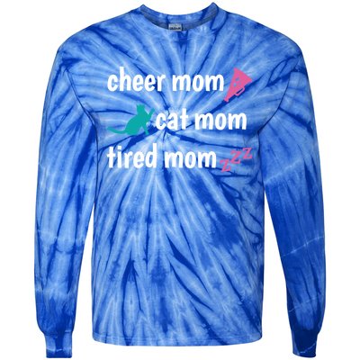 Cheer Mom And Tired Cat Mama Gift Tie-Dye Long Sleeve Shirt