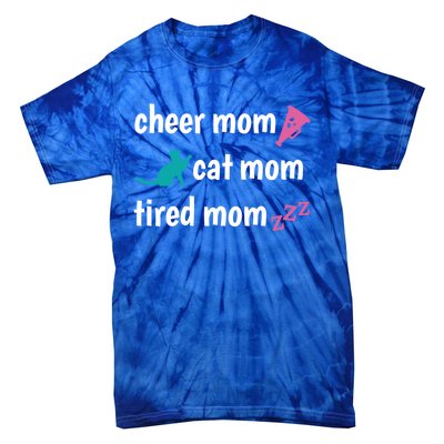 Cheer Mom And Tired Cat Mama Gift Tie-Dye T-Shirt