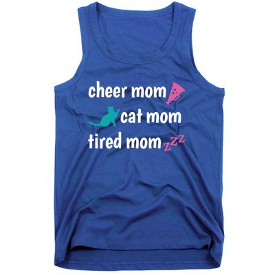 Cheer Mom And Tired Cat Mama Gift Tank Top