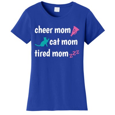 Cheer Mom And Tired Cat Mama Gift Women's T-Shirt