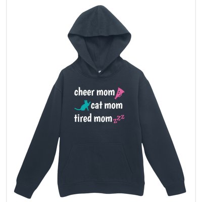 Cheer Mom And Tired Cat Mama Gift Urban Pullover Hoodie