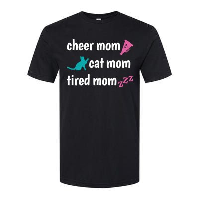 Cheer Mom And Tired Cat Mama Gift Softstyle CVC T-Shirt