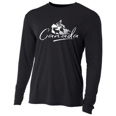 Canada Map And Moose Canadian Souvenir Cooling Performance Long Sleeve Crew