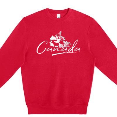 Canada Map And Moose Canadian Souvenir Premium Crewneck Sweatshirt