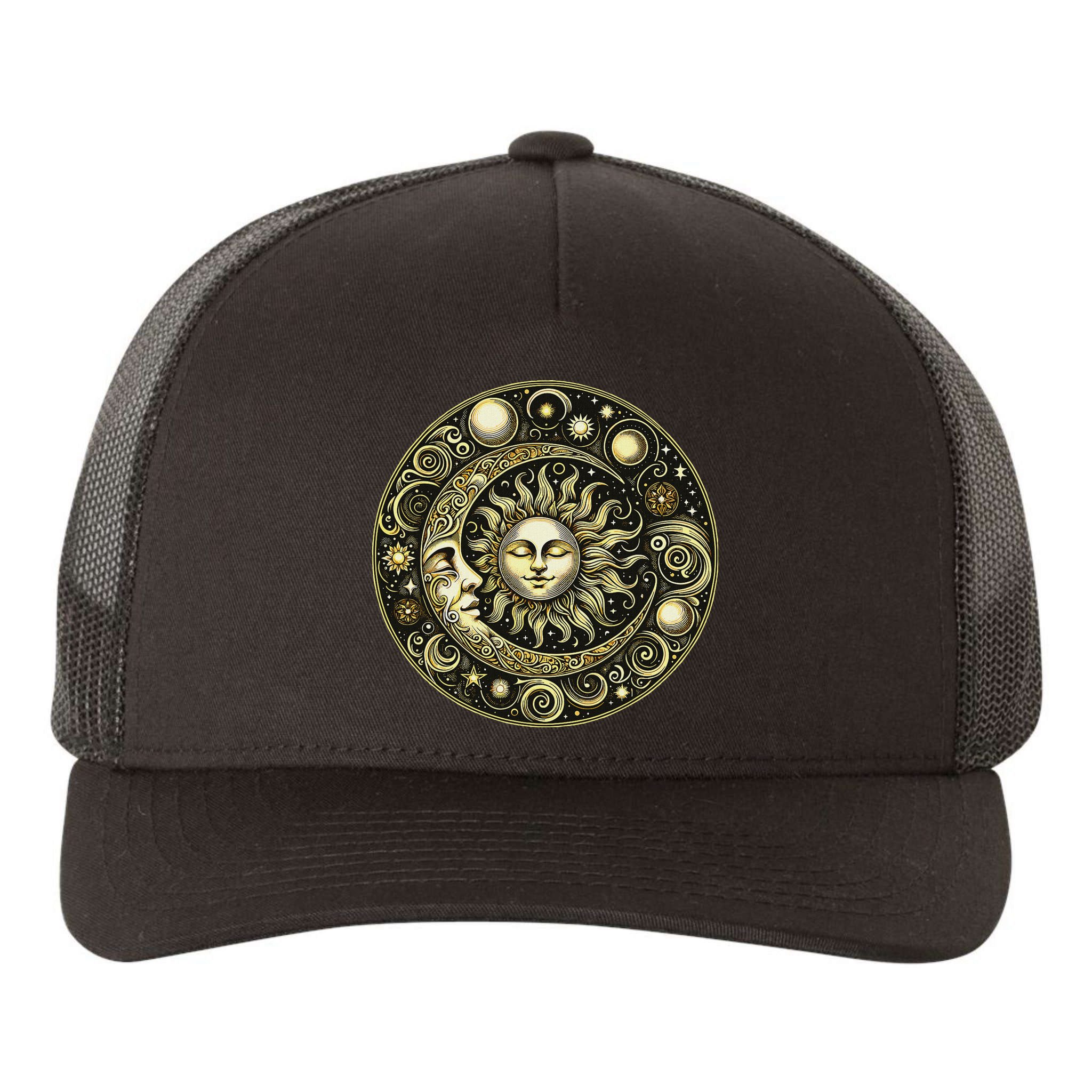 Celestial Moon And Sun Yupoong Adult 5-Panel Trucker Hat
