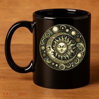 Celestial Moon And Sun 11oz C Handle Ceramic Mug
