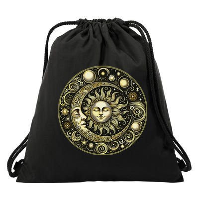 Celestial Moon And Sun Drawstring Bag