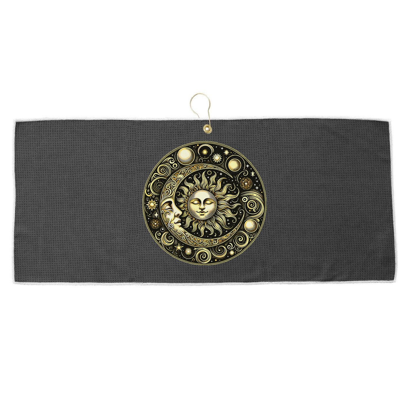 Celestial Moon And Sun Large Microfiber Waffle Golf Towel